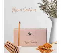 La Aromas Royal Chandan Dhoop Sticks - Sandalwood & Camphor - Charcoal Free