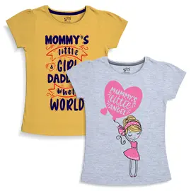 T-shirts med bomullstryck för tjejer (paket med 2)