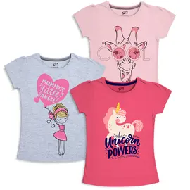 Bedruckte T-Shirts aus Baumwolle für Mädchen (3er-Pack)