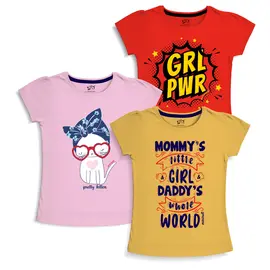 Camisetas estampadas de algodón para niñas (Pack de 3)