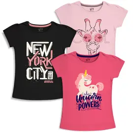 Bedruckte T-Shirts aus Baumwolle für Mädchen (3er-Pack)