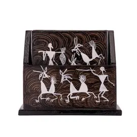 Tea Coaster- Vertical - Hand Painted Warli Painting