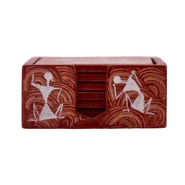 Tea Coaster-Horizontal- Hand Painted Warli Painting