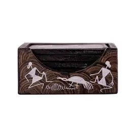 Tea Coaster-Horizontal- Hand Painted Warli Painting