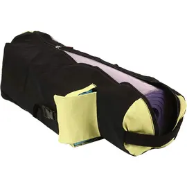 KD Yogamattaväska Bomullsduksöverdrag Extra stor väska Multifunktionella fickor för flaska Bälte Tegel Handduk Plånbok Block med mera Sling Bag Mathållare - Svart