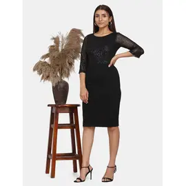 Power Sutra Sequin Stretch Evening Party Dress - Black