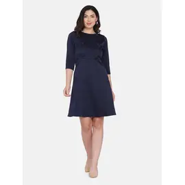 Power Sutra Poly Satin Skater Abendkleid - Marineblau