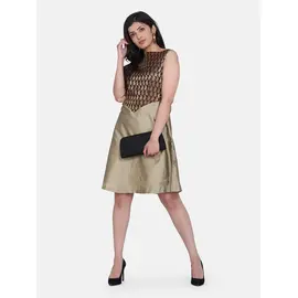 Power Sutra Silk A Line Party Dress - Golden