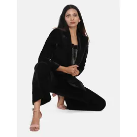Traje de pantalón de terciopelo Power Sutra con parte superior de brocado - Negro