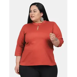 Power Sutra Baumwoll-Top mit Schlüssellochausschnitt – Rost