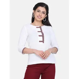 Baumwoll-Top mit Power-Sutra-Karomuster – Weiß