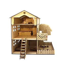 StepsToDo Träleksakshus & Möbelset - 3D-pusselmålningsset