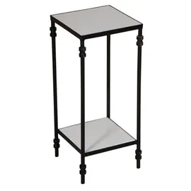 Mesa auxiliar de hierro forjado con tablero de mármol