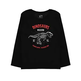 Minicult bomullstryckta helärmade t-shirts för pojkar (paket med 1) (svart 1)