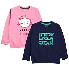 Sudadera con estampado de algodón Minicult para niños y niñas, ideal para el invierno ligero (paquete de 2) (rosa-NYC)