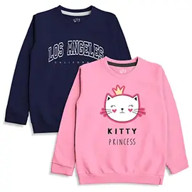 Minikult-tröjor med bomullstryck för pojkar och flickor, idealiska för ljus vinter (paket med 2) (LOC-Pink)