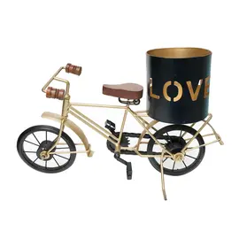 Antique Mini Cycle With Love Plant Holder (Black & Gold)