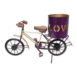 Antique Mini Cycle With Love Plant Holder (Purple & Gold)