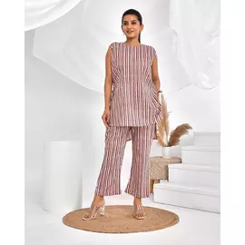 Ensemble de vêtements d'intérieur en coton rayé The Saffron Saga rose gris