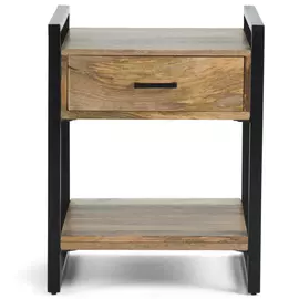 Table de chevet en bois de manguier et fer