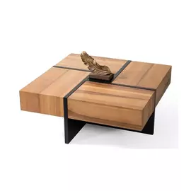 Table basse en bois de manguier et fer