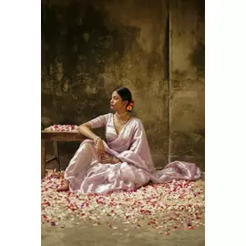 Blush rouge Zari bomullssaree