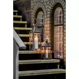 Farol de vela plateado de acero inoxidable brillante hecho a mano