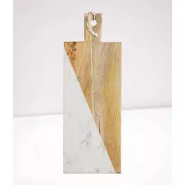 Skärbräda i trä och marmor med handtag