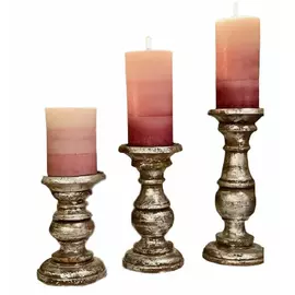 Juego de portavelas de madera vintage