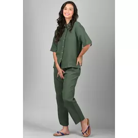 Grünes Leinen-Pyjama-Set „Options Kurta“
