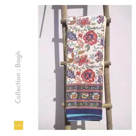 Parure de lit en coton de qualité supérieure bleu et blanc Bagh