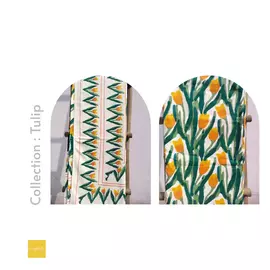 Drap de lit double en coton imprimé tulipe jaune