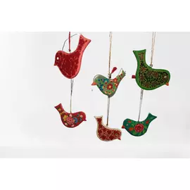 Adornos navideños hechos a mano con papel maché (juego de 6)