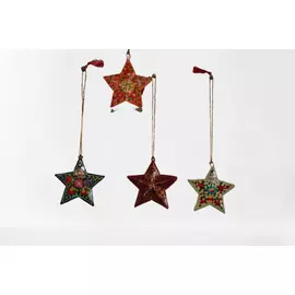 Adornos navideños hechos a mano en madera maché (juego de 4)