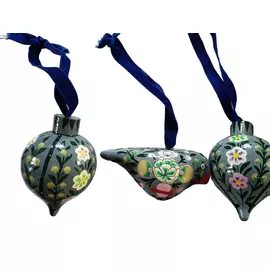 Adorno colgante para árbol de Navidad de papel maché de color gris (juego de 4)