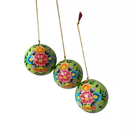 Adornos navideños de papel maché para colgar (juego de 3)