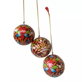 Brown Color Handcrafted Christmas Ornaments ( Set of 3)