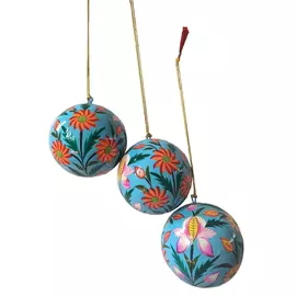 Adornos navideños hechos a mano en color azul (juego de 3)