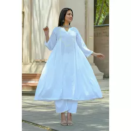 Aprajita - Ensemble coordonné Kurta en coton blanc