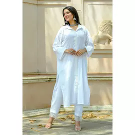 Kamini - Ensemble Kurta en coton blanc