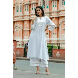 Kund - Ensemble Kurta en coton doux blanc