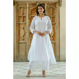 Chameli - Ensemble Kurta en coton doux blanc