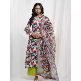 Multicoloured Cotton Floral Kurta Set