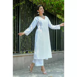 Nargis - Ensemble Kurta en coton blanc