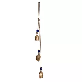 Conjunto de 3 campanas rústicas antiguas de oro con cuentas de vidrio.