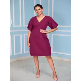 Warm Wine Knee Length Dress