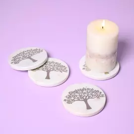 Marmoruntersetzer-Set mit Baummotiv, 4er-Set