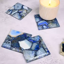 Untersetzer-Set aus blauem Achat