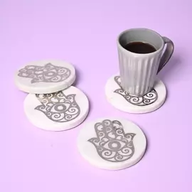 Marble Coasters Hamsa