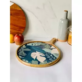 Blue color handmade wooden platter